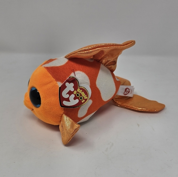 TY Beanie Boos 6” SAMI the Orange Fish Glitter Eyes Stuffed Animal Plush - Picture 1 of 7